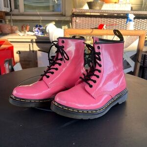 Bubblegum Pink Dr. Martens patent leather boots